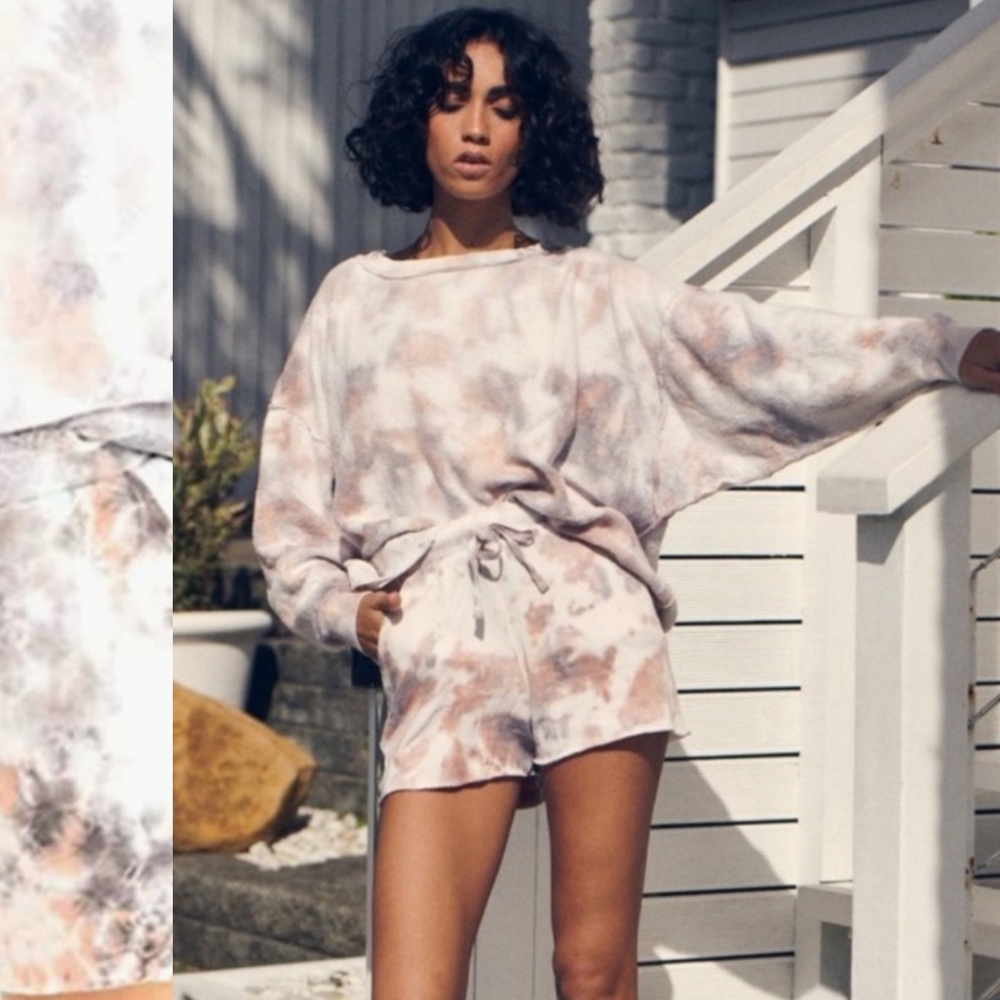 Free people nwt Kelly Tie Dye Washed Long Sleeve 2-Piece Set Large